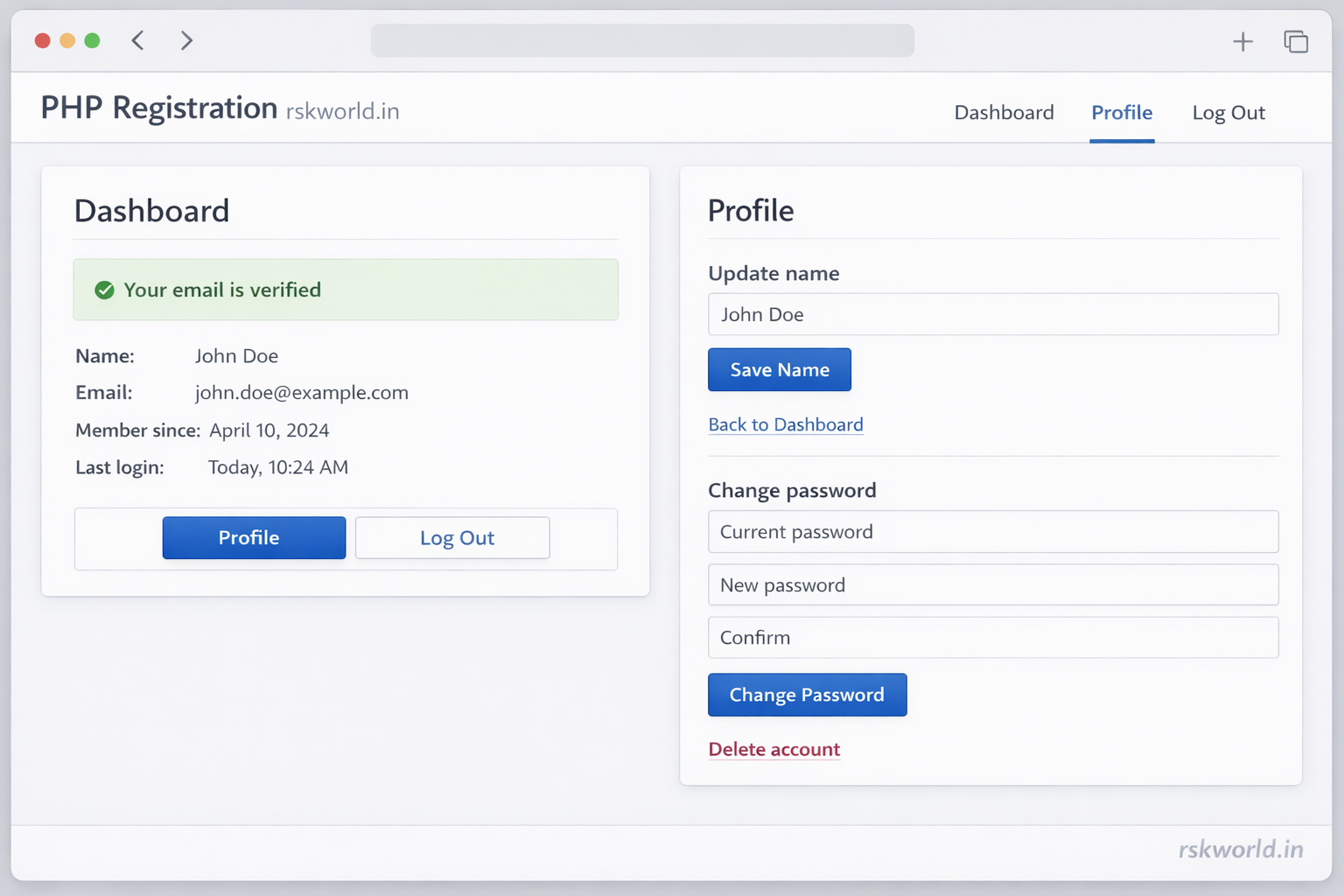 RSK World - PHP User Registration | Login, Email Verification ...